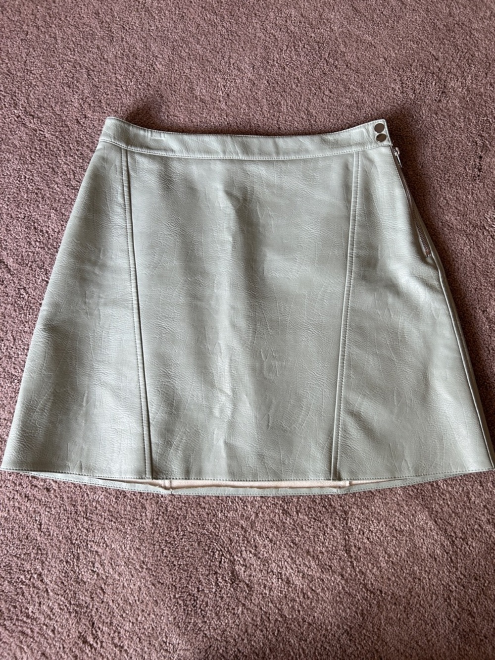 New Zara Pale Green Faux Leather Mini Skirt